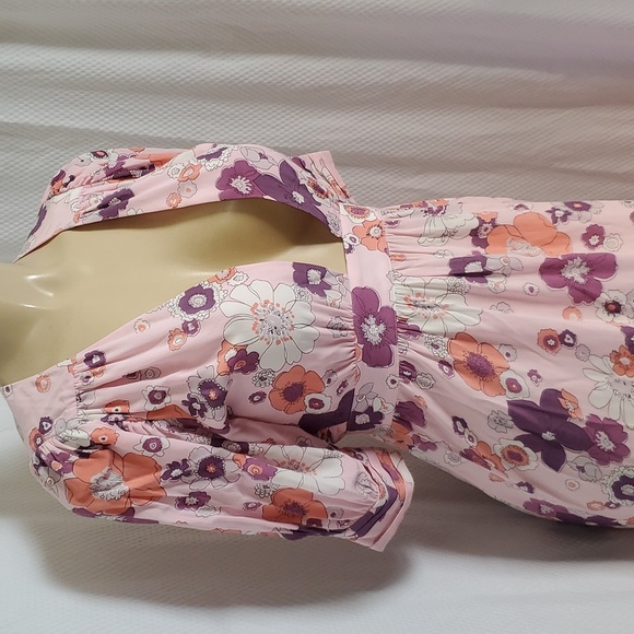 For Love & Lemons Magnolia Maxi Dress In 70’s Pink Floral Print Size XS Fits S - Picture 11 of 13